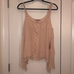 F21 Off-Shoulder Light Pink Top Flared Sleeves